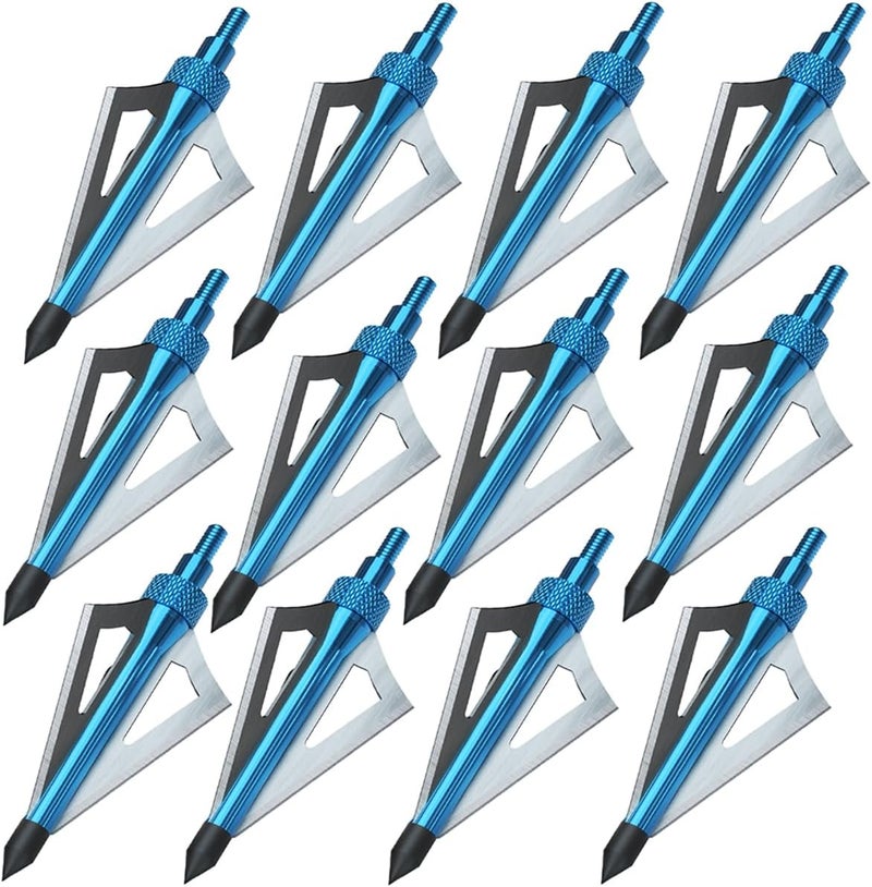 Sinbadteck Hunting Broadheads, 12PK 3 Blades Archery Broadheads 100 Grain Screw-in Arrow Heads Arrow Tips Compatible with Traditional Bows and Compound Bow - Image 1